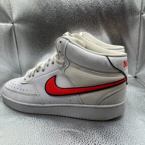 Size 11.5 Nike Court Vision Mid White Crimson Womens Leather Sneaker CD5436-102 - Picture 6 of 9